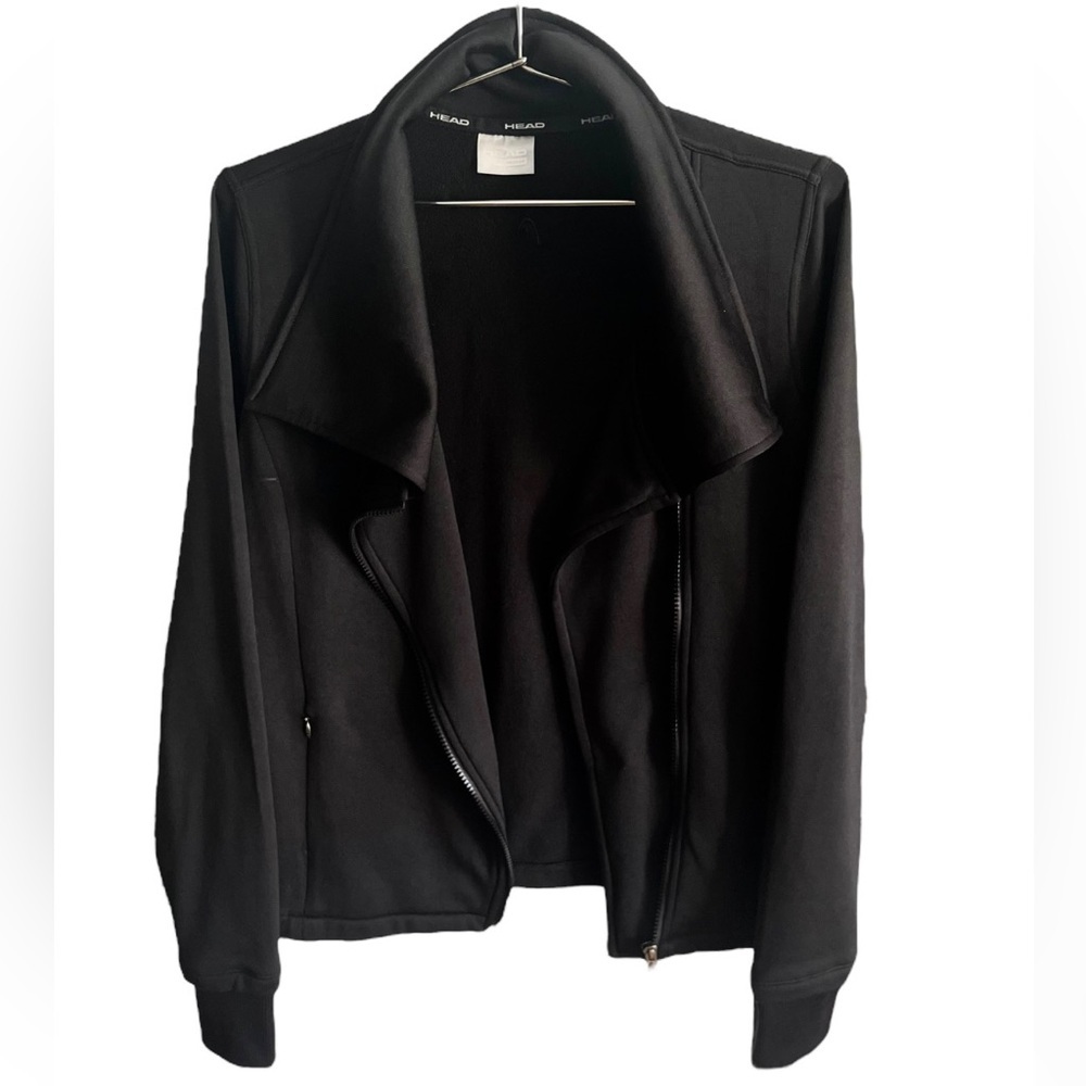 Head Athleisure Moto Black Jacket, Size M Stretch Thumbholes, Versatile Style